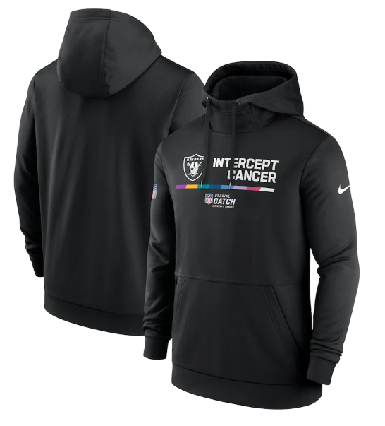 Men's Las Vegas Raiders 2022 Black Crucial Catch Therma Performance Pullover Hoodie